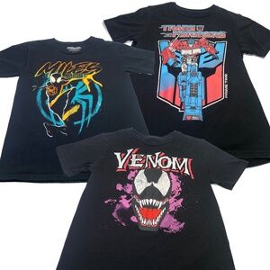 Marvel & Transformers T-Shirt Bundle | Boys 10/12 (L) Miles Morales, Venom, etc.